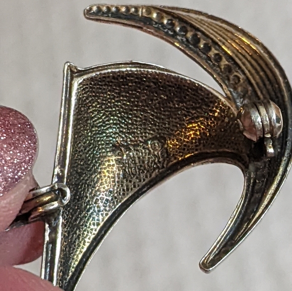 Vintage Ivar T. Holth .925 silver and enamel boat brooch mid-century Norwegian - Picture 6 of 7